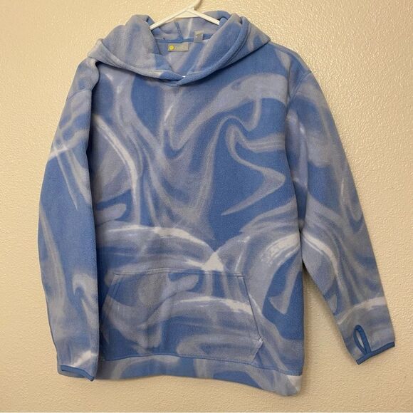 Zella Athletic Performance chunky cozy fleece hoodie blue print XL 14-16 NWT - Picture 2 of 12